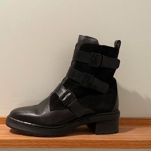 Hispanitas black buckle ankle boot. Never Worn. women’s size 42.